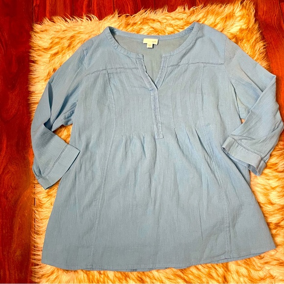 J Jill split neck pintuck blouse - Picture 3 of 6